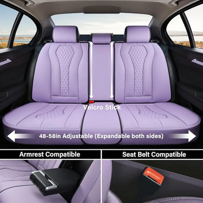 Coverado Purple Car Seat Covers, Back Car Seat Cover, Leather Seat Cover, 3-Pieces Car Seat Cushion, Luxury Seat Cover Seat Protector Universal Fit Most Cars Trucks SUV - color: Purple, size: Back Seat Cover