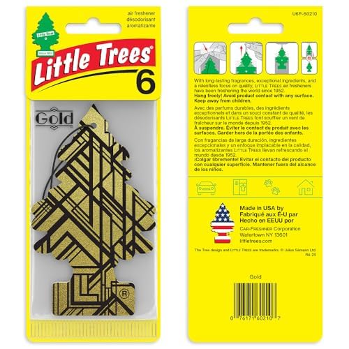 LITTLE TREES Car Air Freshener | Hanging Tree Provides Long Lasting Scent for Auto and Home | 24 Air Fresheners |Gold - color: Gold