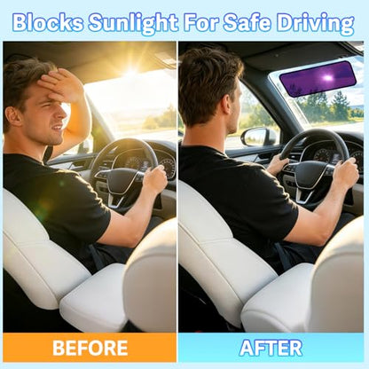 ZATOOTO Car Window Shade for Driver Window Sun Shade, 2 Pack 16"x7" Static Cling Sun Shade for Car | Bluish-Purple for Glare | Tile Two for Custom Coverage| Removable for Changing Light Conditions - size: 2 Pack (16 x 7 in)