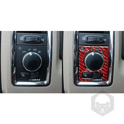 Real Soft Carbon Fiber Headlight Dim Light Control Button Rotary Panel Cover Sticker Auto Interior Accessories Compatible with Dodge Ram 1500/2500/3500 2013 2014 2015 2016 2017 2018 Red - color: Red 1
