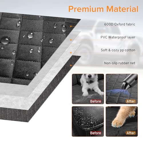 Dog Car Seat Cover for Back Seat Compatible with Dodge RAM 1500 2500 4 Door Quad Cab Crew Cab Mega Cab 2000-2025 2026 Accessories, Non-Slip Pet Bench Backseat Covers for Large Pickup Trucks