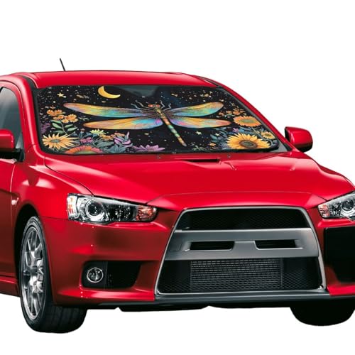 Floral Dragonfly Car Sun Shade Windshield Sunshade Foldable Front Window Shield Cover for Truck SUV - color: Blue9