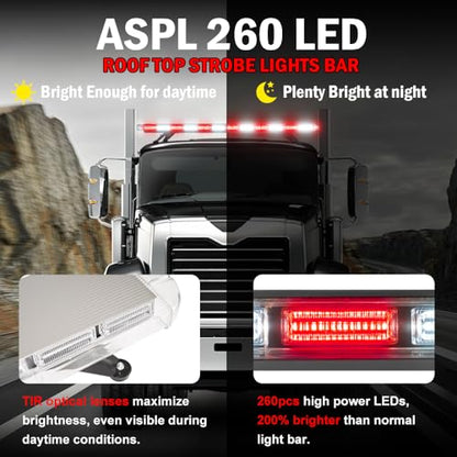ASPL 53 inch 260 LED Low Profile Rooftop Strobe Lights Bar High Intensity Emergency Warning Flashing Beacon Snow Plow Light Traffic Advisor Car Hazard Construction Roof Lights Bars (Red/White) - color: Red/White