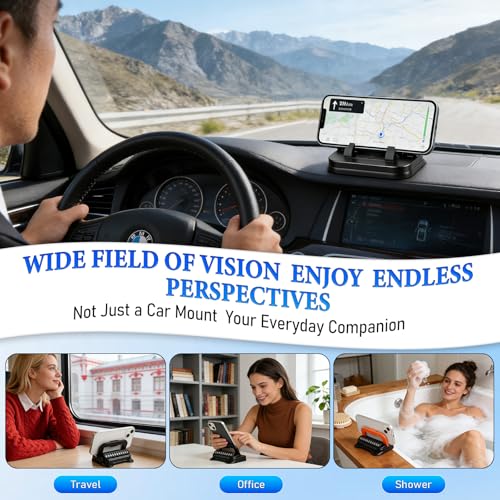 Car Phone Holder 360 Degree Rotation, Suitable for car Navigation in-car Dashboard, Ultra-Strong Suction Cup Phone Mount, Horizontal and Vertical Screen Adjustment Angle (Black) - color: Black