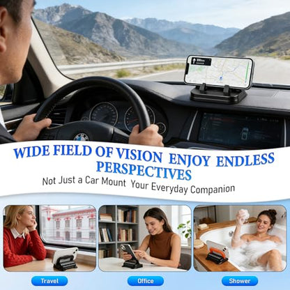 Car Phone Holder 360 Degree Rotation, Suitable for car Navigation in-car Dashboard, Ultra-Strong Suction Cup Phone Mount, Horizontal and Vertical Screen Adjustment Angle (Black) - color: Black