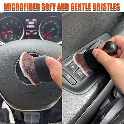 Car Interior Detailing Brush, Ultra Soft Non-Scratch Dust Brush, Car Interior Cleaning Tool for Cleaning Panels, Air Vent, Leather (Brown & White) - color: Brown & White