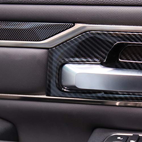 Korlot Carbon Fiber Style Interior Door Handle Bowl Panel Cover Trim for Dodge Ram 1500 2019+ (2 Doors) - style: 2-doors
