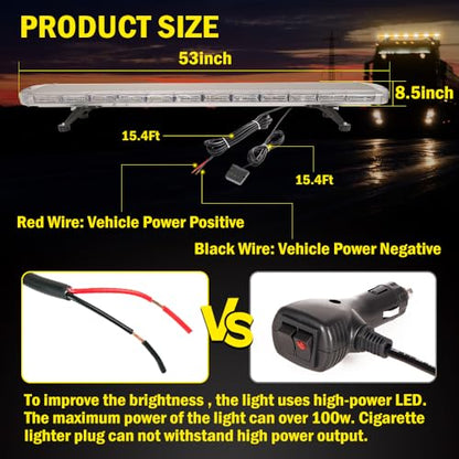 ASPL 53 inch 260 LED Low Profile Rooftop Strobe Lights Bar High Intensity Emergency Warning Flashing Beacon Snow Plow Light Traffic Advisor Car Hazard Construction Roof Lights Bars (Amber/White) - color: Amber/White