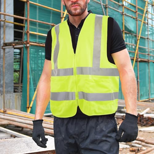 High Visibility Reflective Safety Vest for Men and Women,Construction Work Vest with Pocket,Fluorescent Yellow - size: 3X-Large