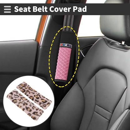 Pink Seat Belt Cover Pad Plush 23.5cm Seatbelt Strap Cushion Shoulder Padding 1Pair - color: Pink