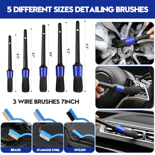 Qydipclin 29Pcs Car Detailing Kit, Car Detailing Brush Set, Car Wash Cleaning Kit, Car Detailing Brushes, Professional Car Care Kit for Interior Exterior Wheels, Blue - size: 29pcs