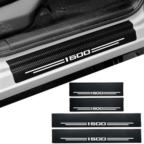 4 Pcs Carbon Fiber Car Door Sill Scuff Plate Auto Door Entry Guard Scratch Shield for GMC Sierra 1500 Auto Accessories (White, 1500) - color: White, size: 1500
