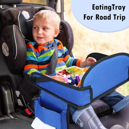 Kids Travel Tray for Airplane - Toddler Car Seat Table Tray, Road Trip Essentials for Boys & Girls, Carseat Lap Desk for Kids Road Trip Activities(Navy Blue) - color: Navy Blue