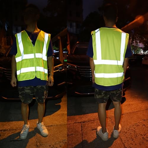 High Visibility Reflective Safety Vest for Men and Women,Construction Work Vest with Pocket,Fluorescent Yellow - size: 3X-Large
