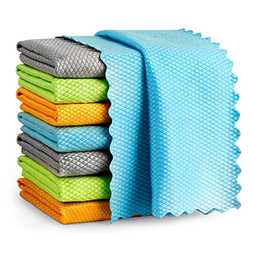 AIDEA Microfiber Glass Cleaning Cloths, 8PK, 16"x16" Premium Microfiber Glass and Window Cleaner, Lint Free Magic Cleaning Cloth, Quickly Clean Windows, Glasses, Windshields, Mirrors, Stainless Steel - color: Multicolor, size: 16"×16"