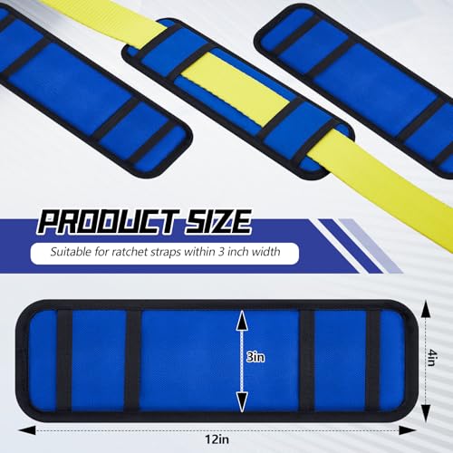 Seenelling 4 Pack Tie Down Strap Protector Sleeve Universal Protective Sleeves for Ratchet Straps Protective Strap Protector, Preventing Damage to Boat Trailers Kayaks Yacht Trucks, 4 x 12'' (Blue) - color: Blue