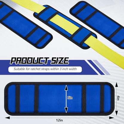 Seenelling 4 Pack Tie Down Strap Protector Sleeve Universal Protective Sleeves for Ratchet Straps Protective Strap Protector, Preventing Damage to Boat Trailers Kayaks Yacht Trucks, 4 x 12'' (Blue) - color: Blue