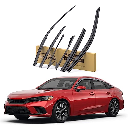 Rain Guards Compatible with Honda Civic Sedan 2022 2023 2024 2025 2026, Tape-on Durable Side Window Sun Wind Deflectors, 2022-2026 Civic Rain Guard Black 6 PCS - size: 2022-2026 Honda Civic Sedan (Tape-On)