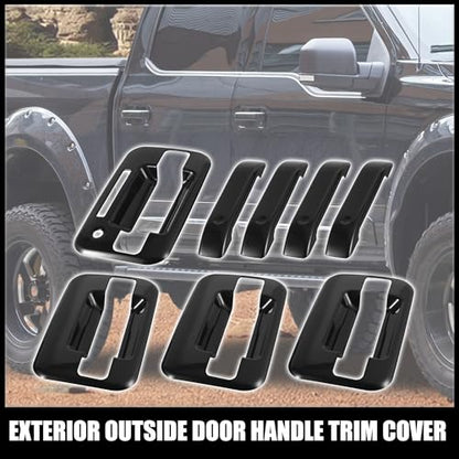 X AUTOHAUX 4pcs Gloss Black Exterior Door Handle Cover for Ford F-150 4DR 2004-2014 Car Outside Decor Trim