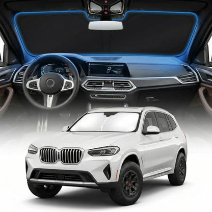 for BMW X5 Sun Shade Windshield Cover - Custom Fit X5 Accessories 2019-2025 2026 Sunshade Foldable UV Protection & Heat Shield Sun Visor Accessories - size: For BMW X5 2019-2026