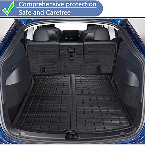 All Weather Rear Cargo Liners Trunk Tray Mats Protector Custom Compatible with 2020-2023 2024 2025 Model Y 5-Seats（Not for Juniper），3D Waterproof Durable Odorless Flexible Black TPO Accessories - size: Model Y cargo mat
