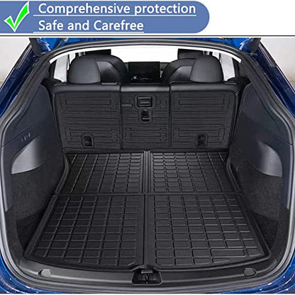All Weather Rear Cargo Liners Trunk Tray Mats Protector Custom Compatible with 2020-2023 2024 2025 Model Y 5-Seats（Not for Juniper），3D Waterproof Durable Odorless Flexible Black TPO Accessories - size: Model Y cargo mat