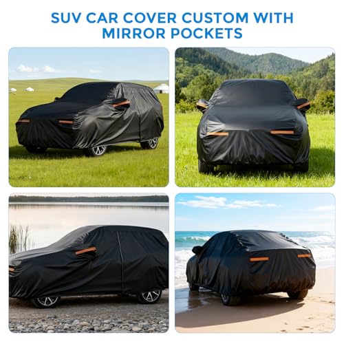 Winter Car Cover for Ford Explorer 1991-2025, Heavy Duty SUV Full Car Cover Waterproof All Weather Outdoor for Hail Snow Ice Rain Sun UV Dust Protector, with Driver Side Zipper & Reflective Strips