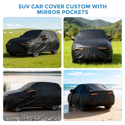 Winter Car Cover for Ford Explorer 1991-2025, Heavy Duty SUV Full Car Cover Waterproof All Weather Outdoor for Hail Snow Ice Rain Sun UV Dust Protector, with Driver Side Zipper & Reflective Strips