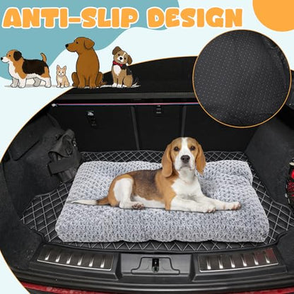 BBTO 47 x 29 Inches Extra Thick Dog Bed for Car Trunk SUV, Non-slip SUV Cargo Liner, Large Size Dog Blanket Mat Pet Backseat Cover with Anti Slip Sticker Travel Hair Resistant Backseat Extenders Cover