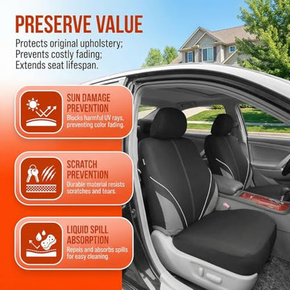 Mandark Car Seat Cover Full Set, Beathable Waterproof Heavy-Duty Vehicle Front and Rear Split Bench Seat Covers, Auto Interior Chair Protector, Universal for SUV Automobile Truck (Grey) - color: Grey