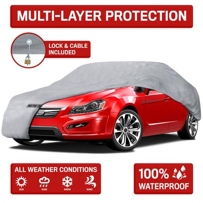 Motor Trend Breathable Lightweight Car Cover, Anti-Moisture Build-Up Water-Resistant Scratch-Resistant Travel-Friendly, Universal Fit for Cars SUVs Trucks Vans All-Weather Outdoor/Indoor, (L) 190" L - size: L