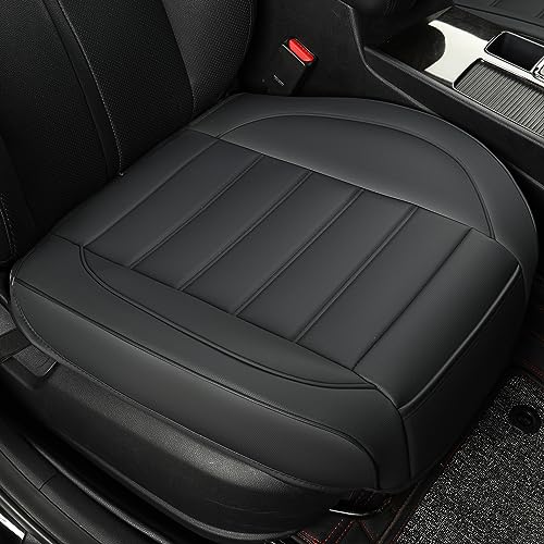 1 Pack Leather Front Car Seat Covers,Bottom Seat Covers for Cars,Driver Car Seat Cushion Cover,Luxury Seat Protectors,Waterproof,Full Wrap,for Most Vehicles,Sedan,Truck,SUV(Black) - color: Parallel Black, size: 1 PC