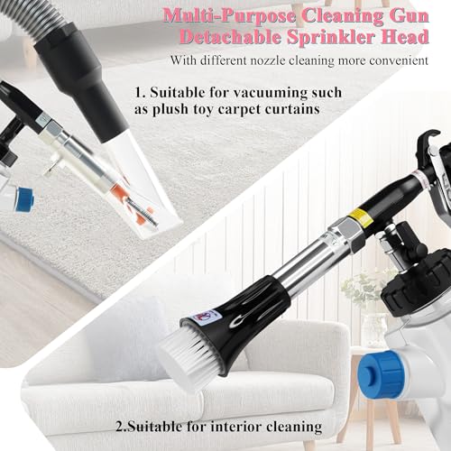 3IN1 Car Cleaning Kit, High Pressure Foam Cleaning Gun, Extractor Vacuum Set, Multi-Purpose Cleaning Gun Detachable Sprinkler Head for Automotive Detailing, Carpet, Upholstery, Surface Cleaning - color: blue