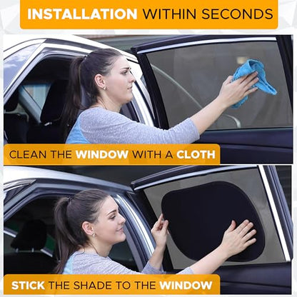 EcoNour Car Window Shade for Baby (4 Pack) | Cling Sun Shade for SUV, Van, RV, Bus & Pickup Truck | Sun Protection for Car Side Window | Sun Blocker Shade for Baby | X-Large 25" x 16" - size: X-large - 4 Pack