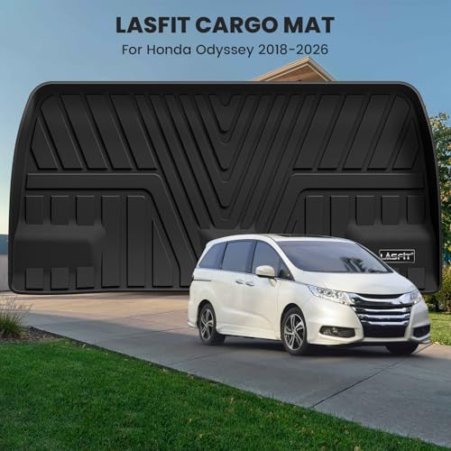 LASFIT Trunk Mat for Honda Odyssey 2026 2025 2024 2023 2022 2021 2020 2019 2018 Mini Passenger Van, All Weather TPE Cargo Mat Trunk Liner Only, Black (EX-L/Elite/Touring/Sport-L/Sport/EX/LX) - style: 7）For Honda Odyssey| 2018-2026 | Trunk Mat