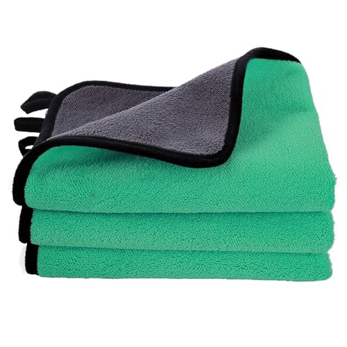 Hovom 3PCS Car Microfiber Towels, 23.62"×11.81" Lint-Free Microfiber Towels for Cars Wash Drying, Super Absorbent Cleaning Cloths, Reusable Washing & Detailing Towel, Car Cleaning Supplies (Green) - color: Green
