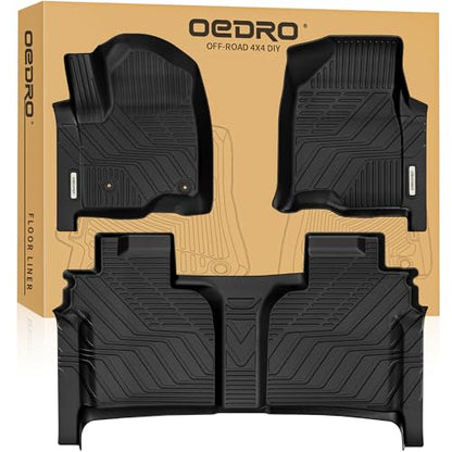 OEDRO Upgraded Floor Mats Fit for 2019-2026 Chevrolet Silverado 1500/GMC Sierra 1500 & 2020-2026 Chevy Silverado/GMC Sierra 2500HD/3500HD Crew Cab w/Rear Under seat Storage Box, Front Bucket Seating - style: Bucket Seat| Crew Cab|