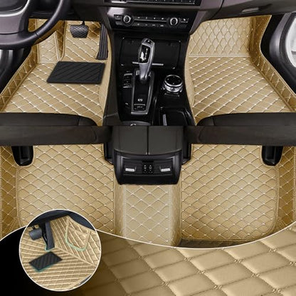 Car Floor Mats Fit for Nissan Kicks 2022-2025 All Weather Durability Leather Car Floor Mats, Skidproof Pedal, Waterproof, Wear-reistant(Beige) - color: Beige