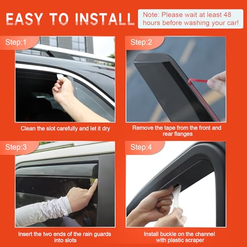 in-Channel Rain Guards Compatible with Toyota Tacoma 2024-2026, Durable Side Windows Wind Deflectors, 2024 2025 2026 Tacoma Rain Guard Black 4 PCS - size: 2024-2026 Tacoma