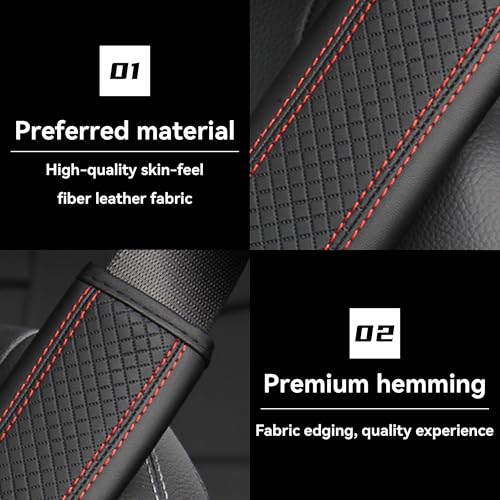 2PCS Car Seat Belt Cover, Soft Shoulder Strap Covers Harness Pads, Safety Leather Seatbelt Comfort Driving Cushion Protect Your Shoulder and Neck Universal for Car, SUV,Truck (Black/Red) - color: Black/Red
