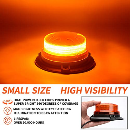 AUXMOTEC Amber Led Emergency Strobe Beacon Lights Bar with Magnetic Mount and 8 Flash Models Yellow Warning Safety Rooftop Signal Lamps Vehicles Forklift Truck Tractor Golf Car Carts (24-LED 12V-24V) - color: #1 Amber
