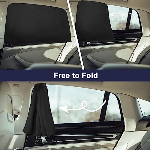 Ovege Car Window Shades Magnetic Suedette - Back Seat 2pcs Privacy Curtain UV Protection - color: Black-Suedette, size: Back Seat 2pcs