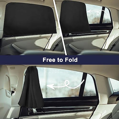 Ovege Car Window Shades Magnetic Suedette - Back Seat 2pcs Privacy Curtain UV Protection - color: Black-Suedette, size: Back Seat 2pcs