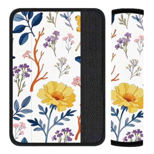 2Pcs Seat Belt Cover Pad 11 Inch Long Seat Belt Cushion Soft Comfort Shoulder Strap Protector Neck Pad Auto Accessory Decoration for Car Truck SUV Bag Backpack Colorful Botanical - color: Colorful Botanical