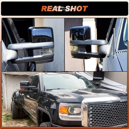 ACLONG Tow Mirror Cover Caps Glossy Black Left & Right Rearview Side Mirror Caps Fit for Chevy Silverado GMC Sierra 2014 2015 2016 2017 2018 2019-1Pair - size: Fit for Chevy Silverado 2014-2019