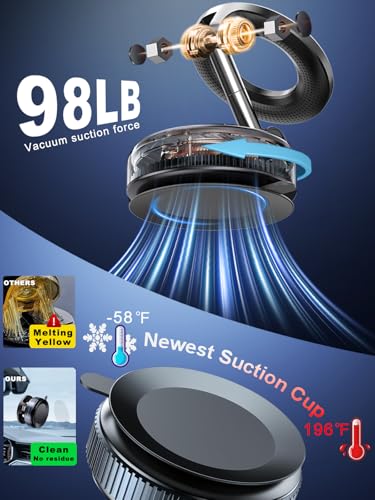snanlen Upgraded 360° Vacuum Magnetic Phone Holder, Magnetic Car Phone Mount, Hands-Free Suction Cup Phone Holder for Car/Gym/Mirror/Shower, Car Mount Compatible with iPhone 17 Pro Max/Android