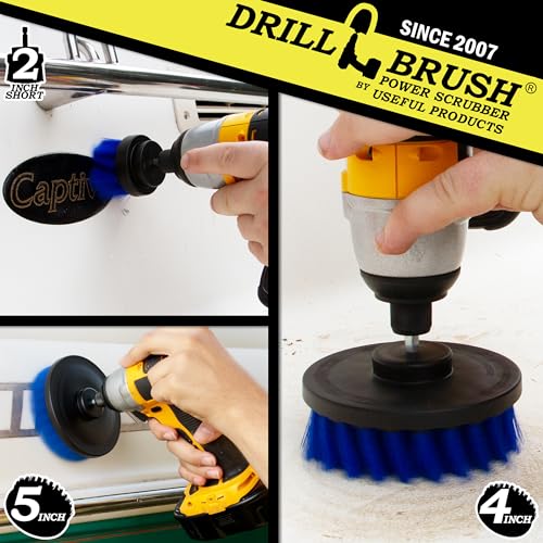 Kayak - Canoe - Yacht - Raft - Drill Brush - Boat Accessories - Fiberglass - Hull Cleaner - Cleaning Supplies - Pond Scum, Oil Residue, Weeds, Barnacles, Oxidation - Spin Brush Kit - color: Blue