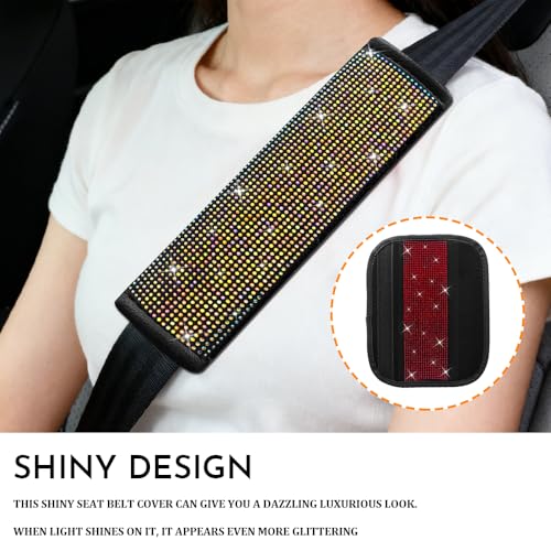 2PCS Bling Seat Belt Covers, Seat Belt Cover Pad, Car Seatbelt Shoulder Pads with Rhinestone, Auto Accessories Comfortable Automotive Neck Shoulder Mat Cushion for Car Truck SUV (AB) - color: AB