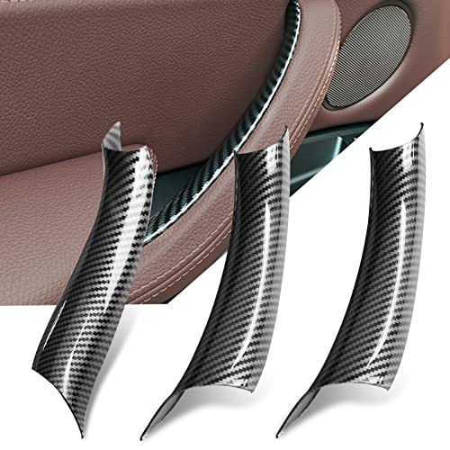 Jaronx Compatible with BMW X5 F15/X6 F16 Door Handle Covers,3PCS Carbon Fiber Pattern Interior Left/Right Door Pull Handle Covers for X5 F15 2014-2018,X6 F16 2015-2018 - color: Carbon Fiber Cover, size: 3PCS Handle Cover
