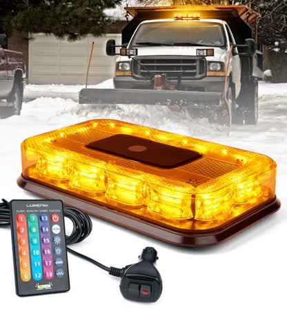 LUMENIX LED Roof Top Strobe Beacon Light Bar Rooftop Security Warning Emergency Flashing Plow Lights for Construction Vehicles Tow Commercial Trucks Postal Cars Snowplow - Amber - color: Amber